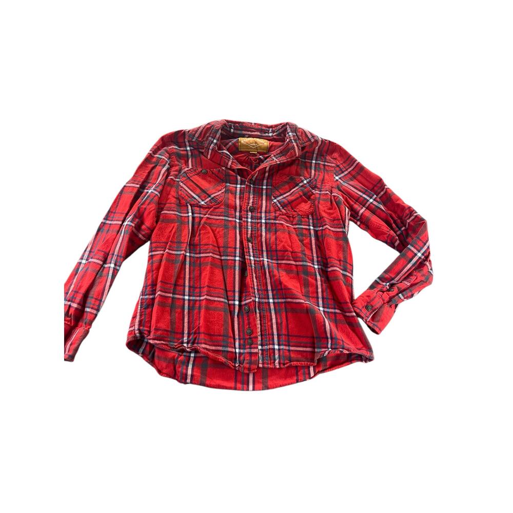 Red Camel Plaid Long Sleeve Button Down Shirt Women's Size Large